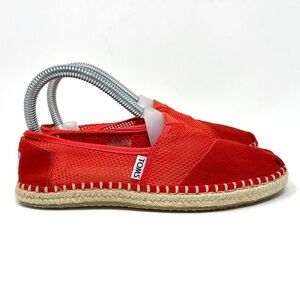 Toms Slip‎ On Espadrilles Red Mesh Womens 5.5